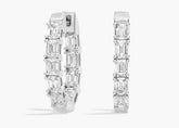 Luna Flare Inside Out Emerald Cut Lab Grown Diamond Hoop Earrings